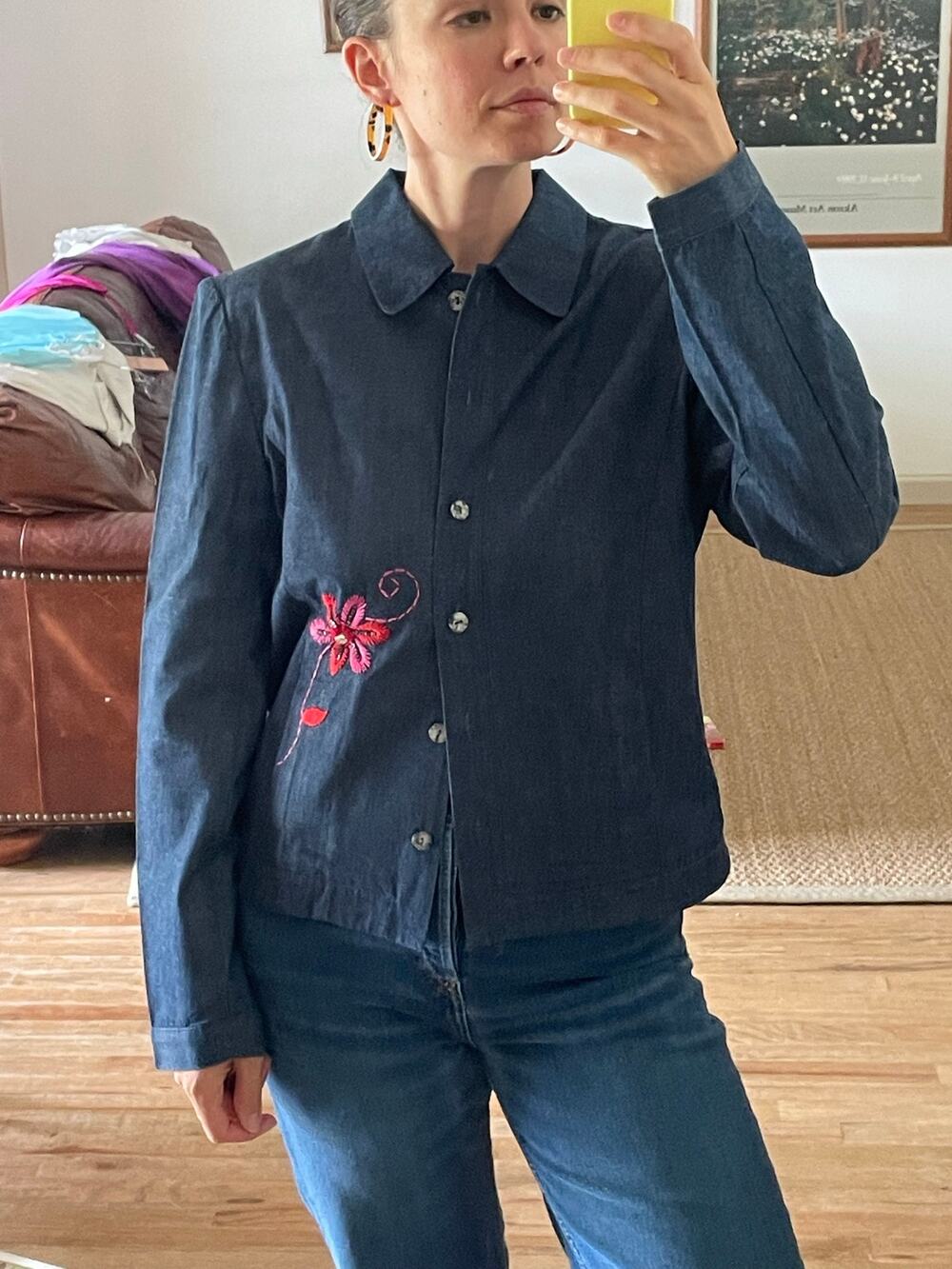 Y2K Embroidered Denim Short Jacket